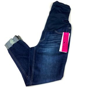 Harper Grey Maternity Jeans Distressed Cuffed Stretch Blue Denim Pants Women S